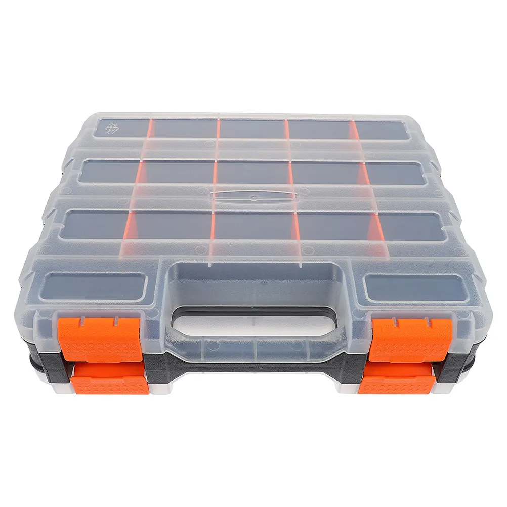 

Small Parts Storage Organizer Box Plastic Clear Lid Divided Compartments for Electronic Components Jewelry Beads Screws Nails