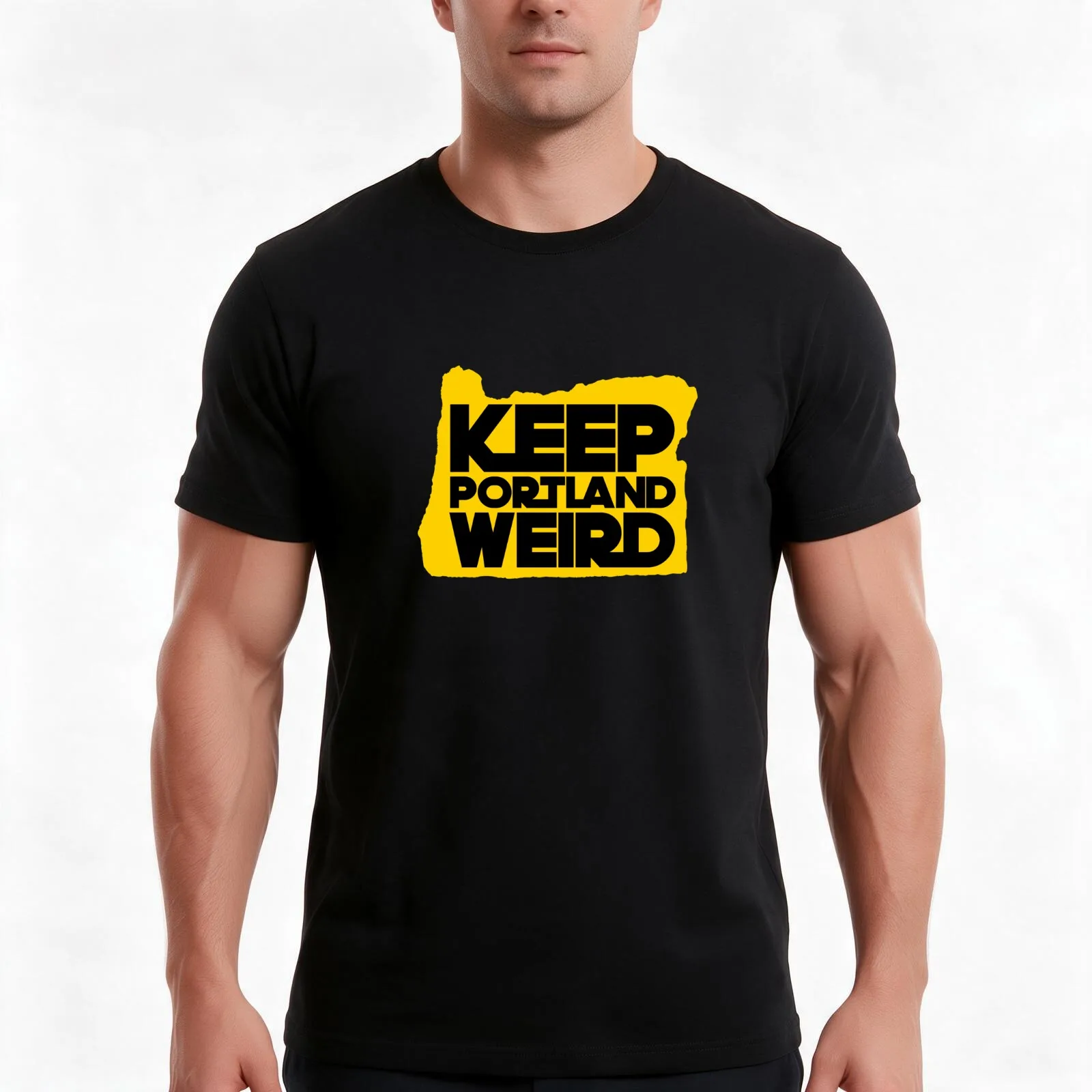 Keep Portland Weird YELLOW T-Shirt Summer Casual Cotton Tee Oversized Streetwear Tops Vintage Graphic Print Unisex Men Women