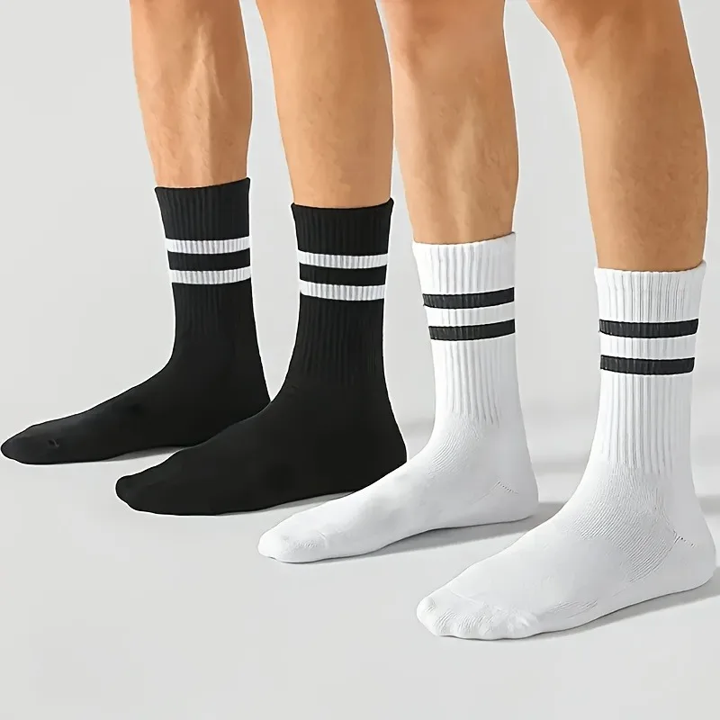 4 Pairs Unisex Sports Outdoor Socks Classic Colors - Basketball Soccer Workout Crews for All Seasons. Anti-Odor Moisture Wicking view 4