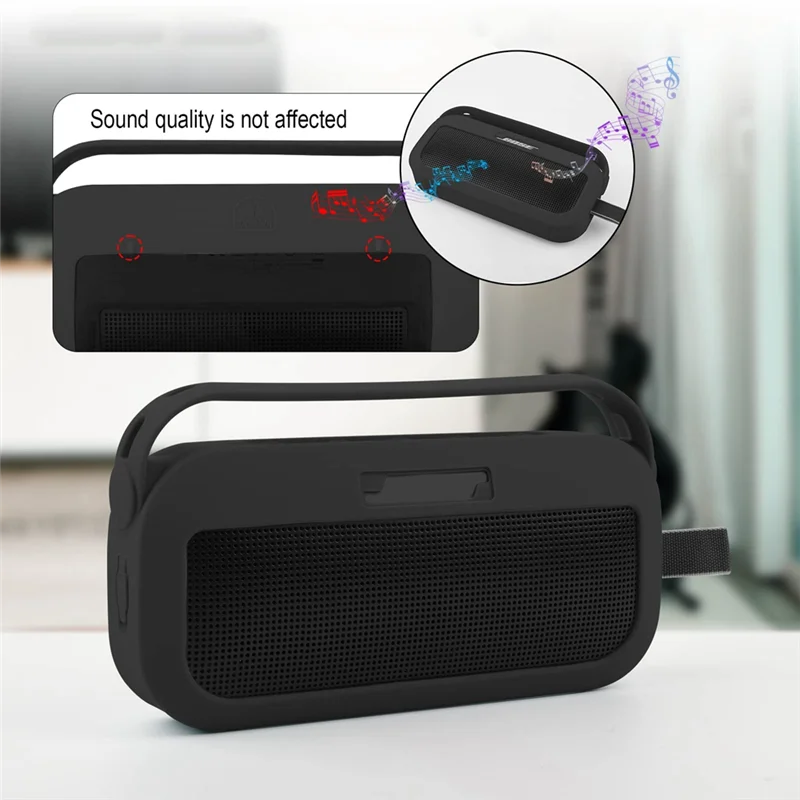 ใหม่-TXESIGN เคสซิลิโคนสําหรับ Bose Soundlink Flex Speaker กระเป๋าเดินทางป้องกันกระเป๋าถือสีดํา