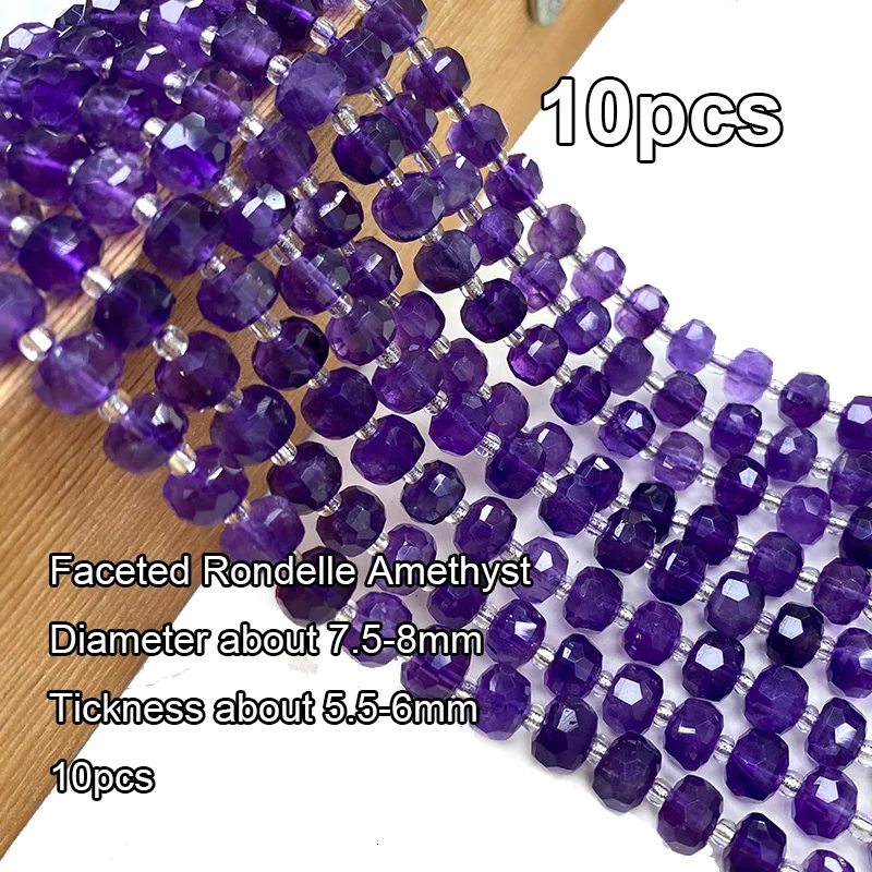 Natural Stone Amethyst Quartz Loose Round Square Rondelle Spacer Beads for Jewelry Making DIY Bracelet Earrings Accessories