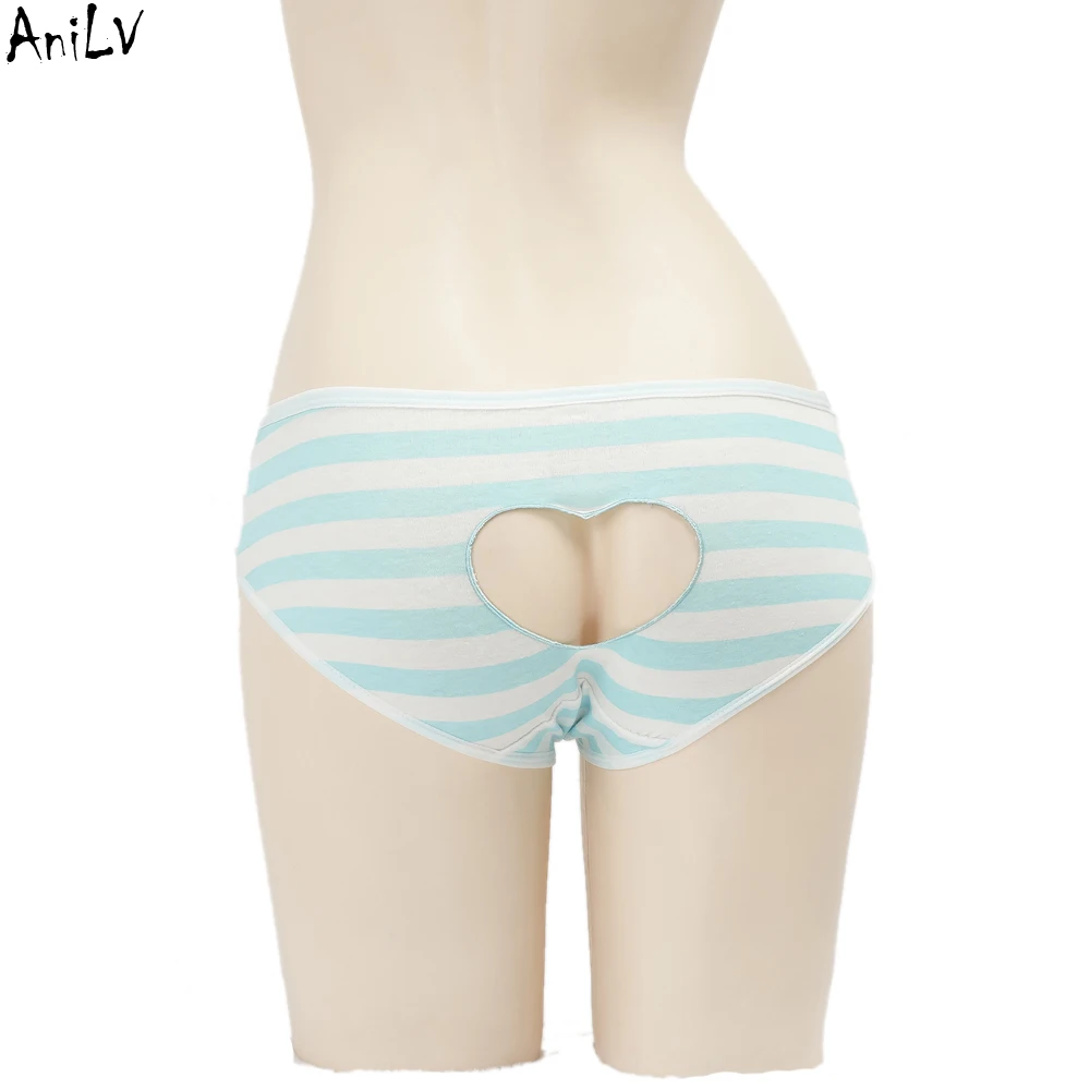 

AniLV Japanese Anime Love Hollow Stripe Underpants Sexy Lingerie Women Briefs Temptation Uniform Erotic Costumes