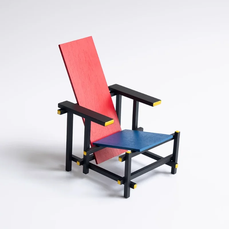 1948~1965 Mini Furniture Museum Hand-made Art Collection Design Ornaments Mondrian Red and Blue Chair