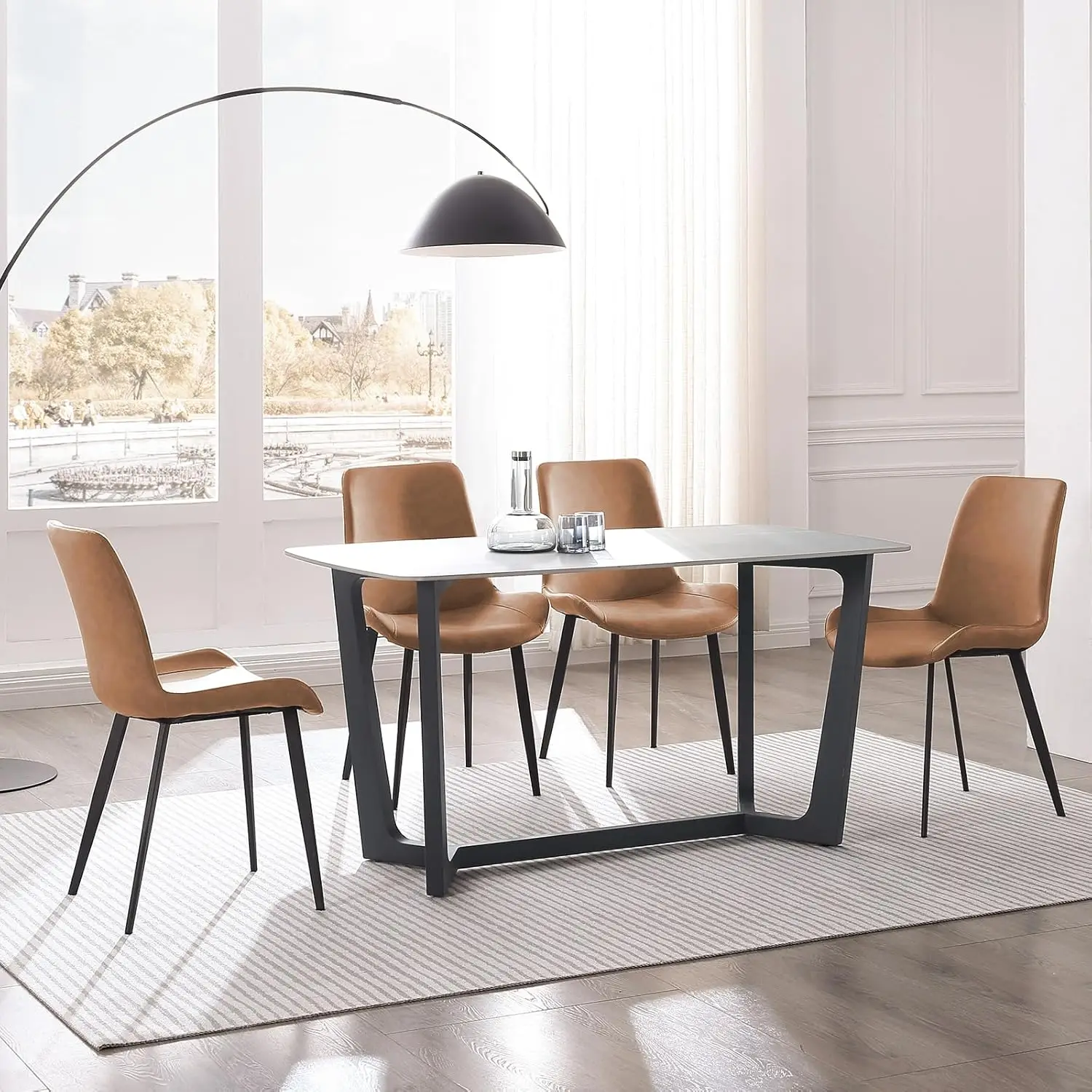 Dining Chairs, Modern PU Leather Dining Room Chair with Sturdy Metal Legs, Upholstered Seat Dinner Chairs Accent Side Chairs for