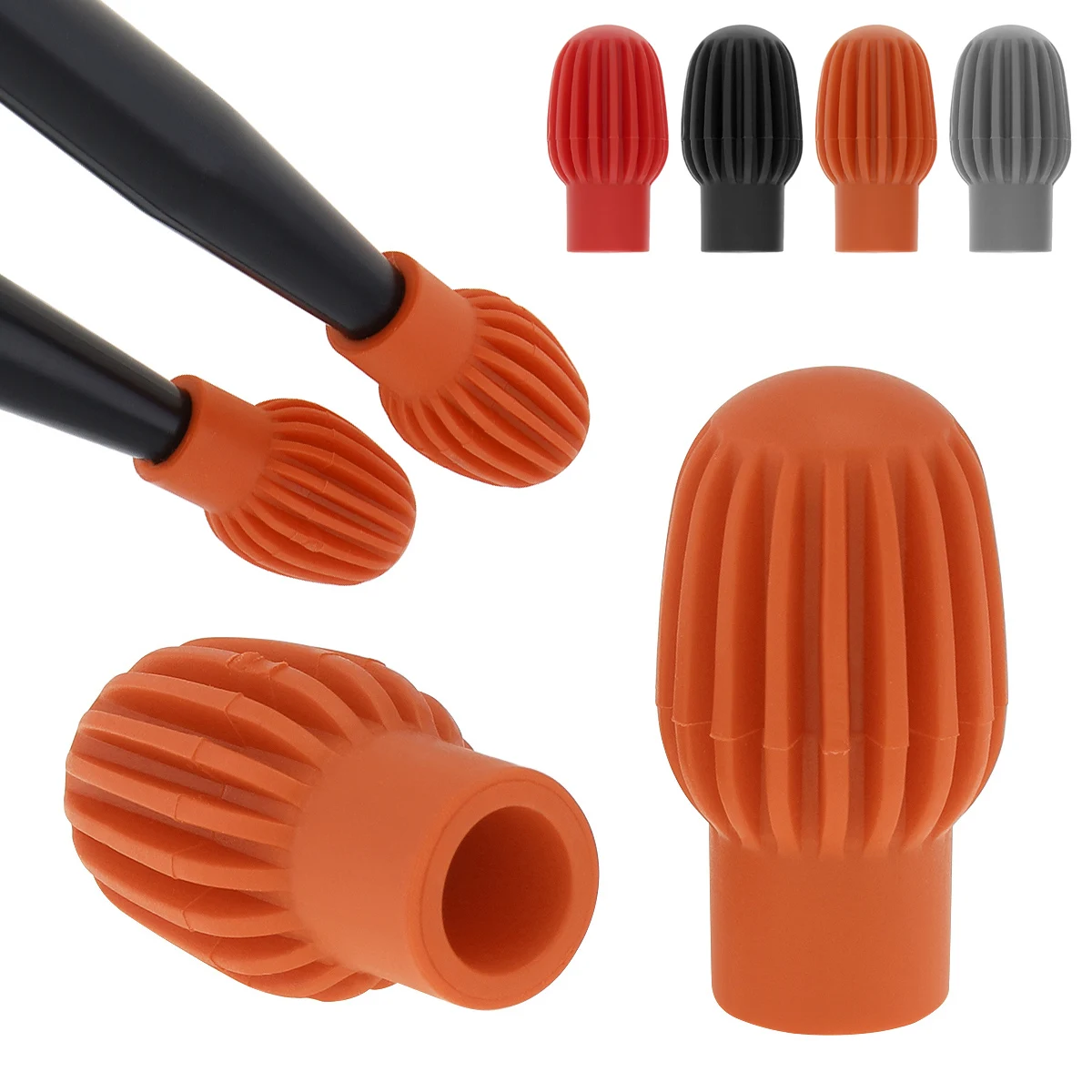 2pcs Silicone Drum Stick Head Rubber Sleeve Caps Drumstick Mute Damper Silent Practice Tips Beginner Practice Play Accessories