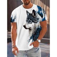 3D wolf print men's T-shirt summer street fashion T-shirt urban daily casual short sleeved top outdoor camping sports T-shirt