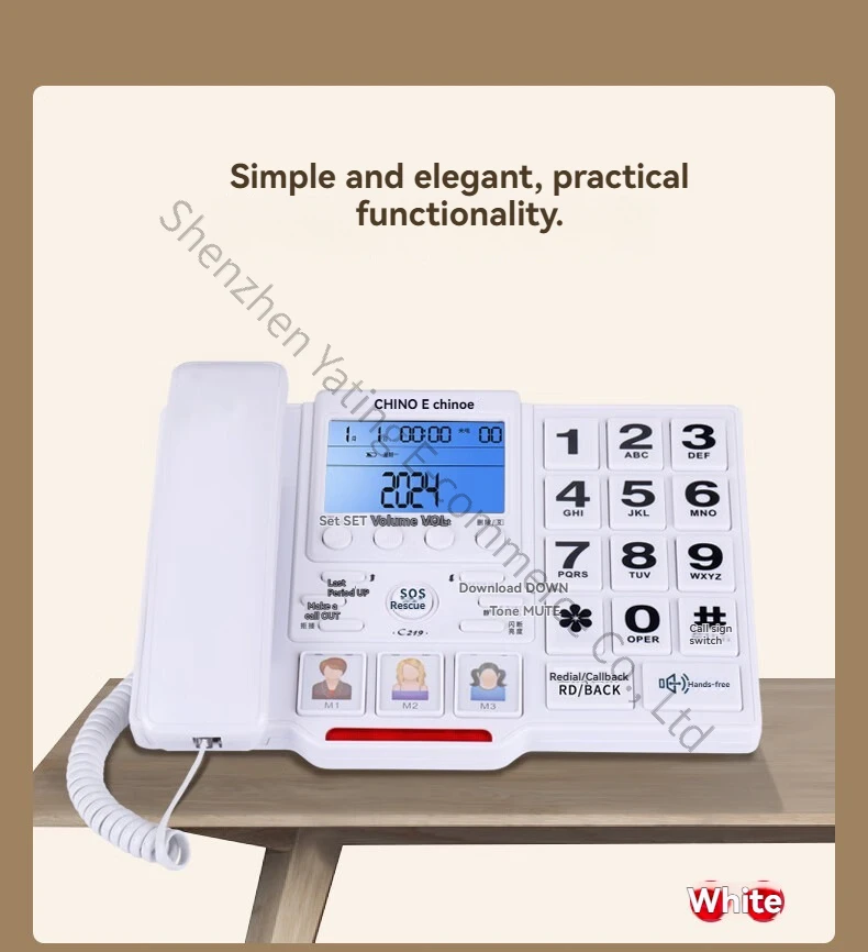 C219 Elderly Telephone, Household Landline, One-click Dialing, Large Ringtone, Large Screen Display, Large Button Font