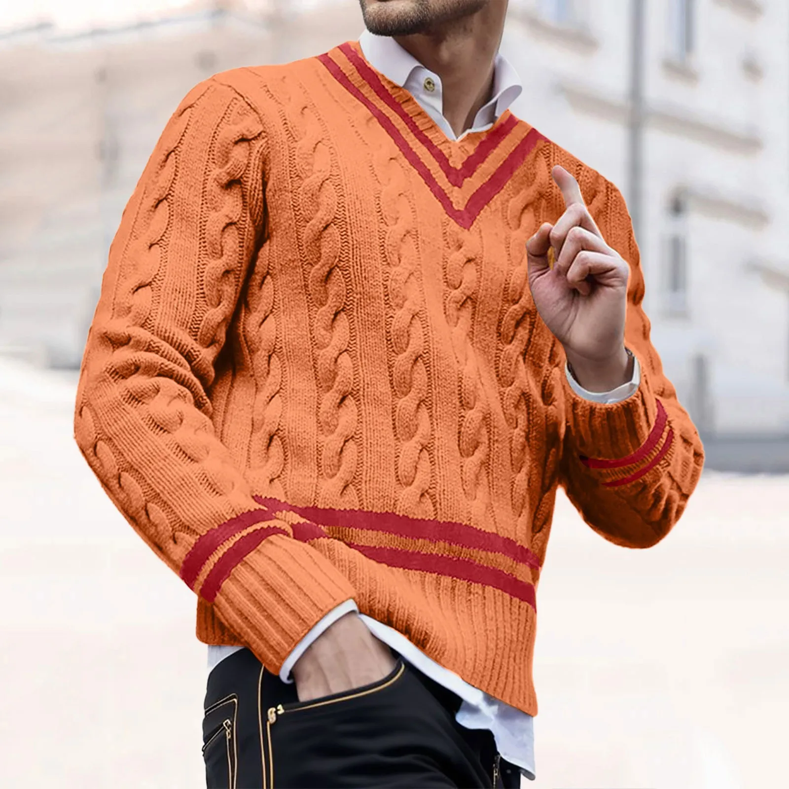 Mens Sweaters Striped Knitted Pullover Loose Autumn Winter Wool Hoody Knitwear Vintage Oversize Pull Homme Harajuku Sweaters Top