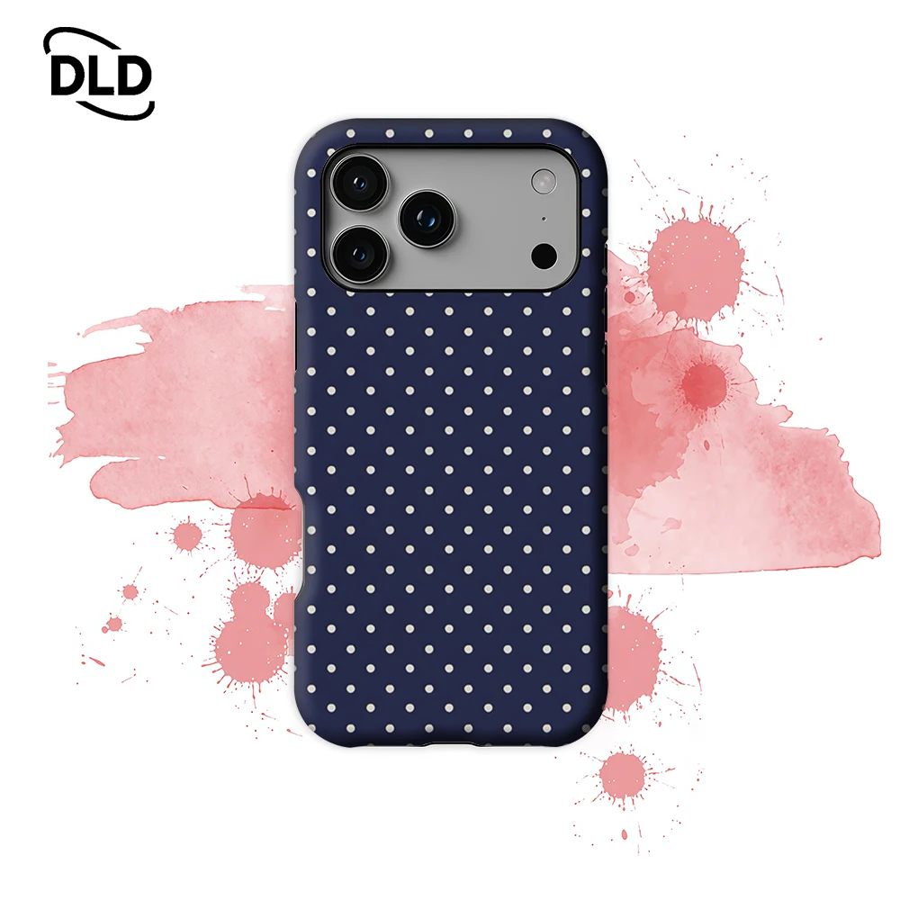 Navy Polka DotFor Magnetic Phone Case for IPhone 17 16 15 14