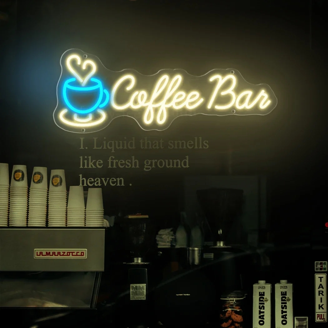 Coffee Bar Neon Sign LED Business Signboard For Cafe Restaurant Kitchens Restaurants Shops Party Wall Decorative Light