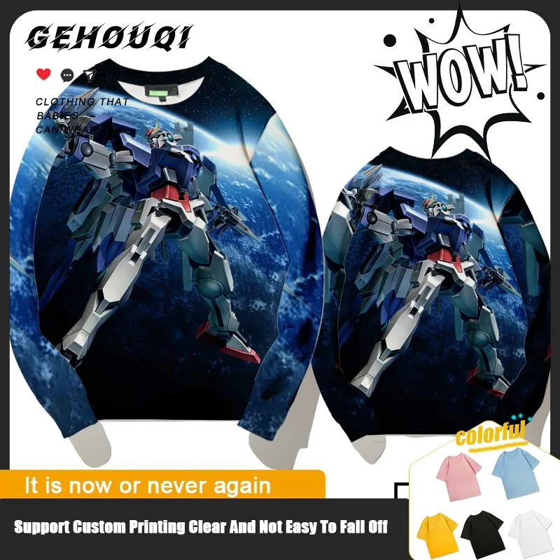 

Gundam Mobile Suit Gundam Joint Clothing Men Japanese Two-yuan Gundam Printed Children's Crewneck Hoodie Autumn