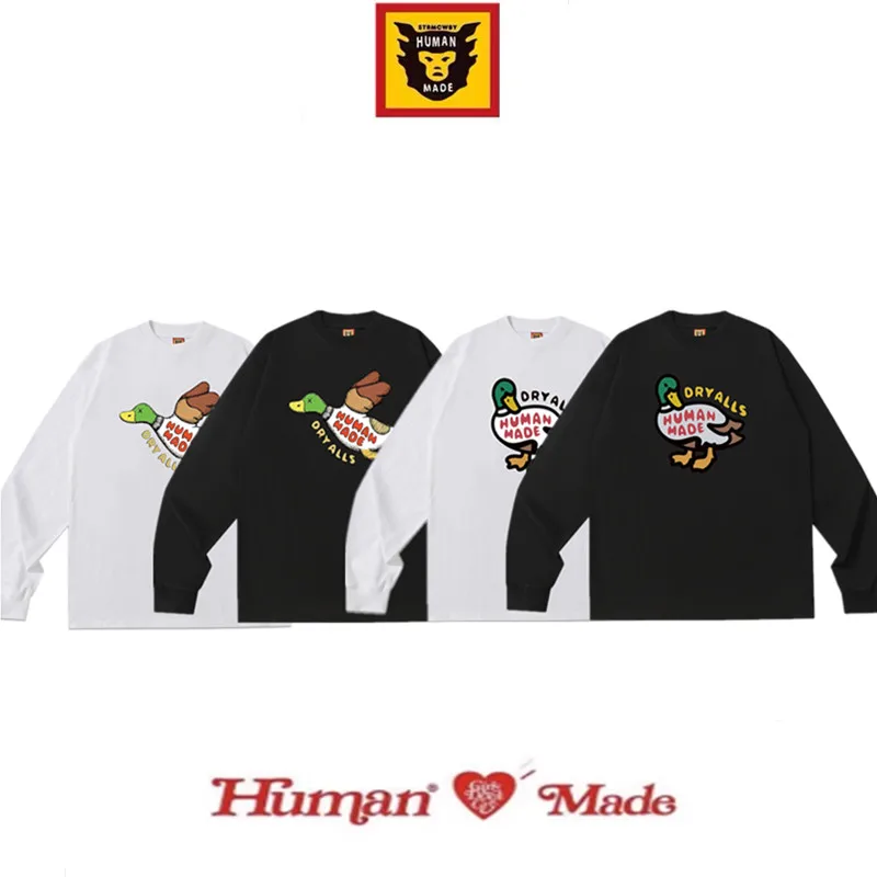 Human Made Slub Cotton Long Sleeve Tee Duck Graphic Boxy Fit Casual Streetwear