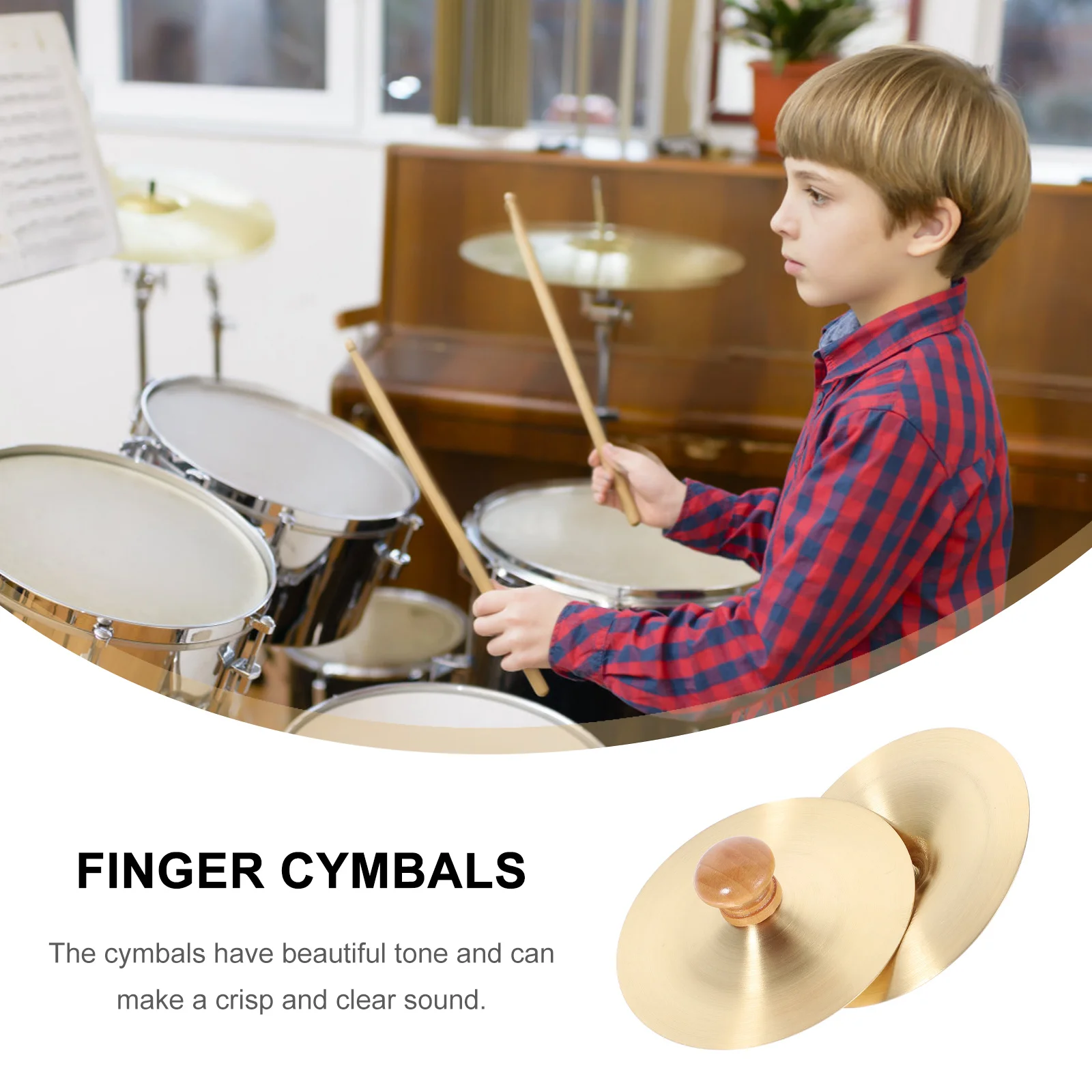 

2Pcs Copper Finger Cymbals Professional Children Percussion Instrument for Belly Dance Props Finger Cymbals Mini Instruments
