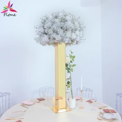 2/4/6/10pcs Golden Acrylic Mirror Dinner Table Centerpieces Wedding Decoration Anniversaire 60/80/100cm Flower Frame Decor Props