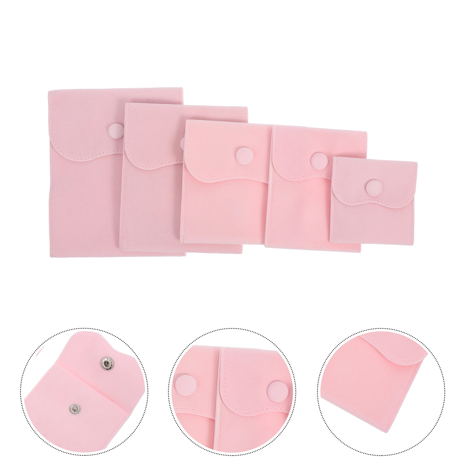 

5pcs Jewelry Pouches Packaging For Storage Flannel Bracelet Bead Case Organizer Felt Ring Pouch Snap Button Watch