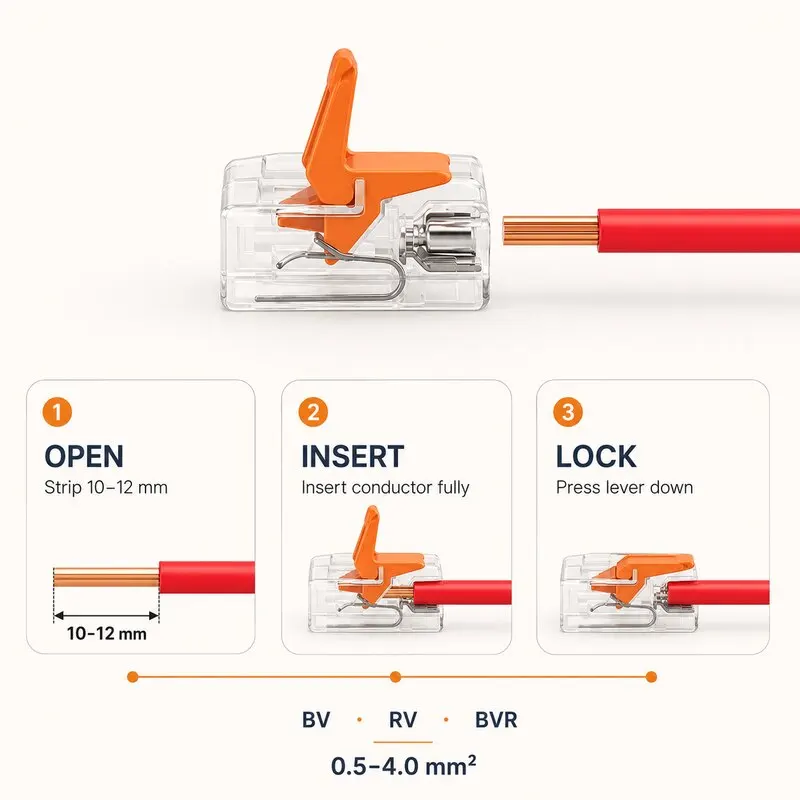 Electrical Wire Connector Kit 75PCS 2/3/5 Conductor Tool Free Lever Splicing for Solid Stranded Wire in Lighting Junction Boxes
