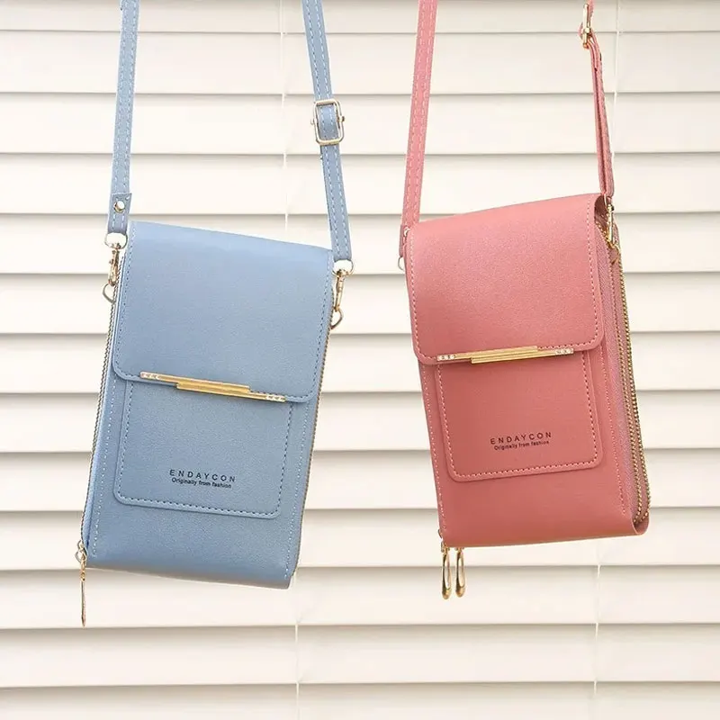 

Women Fashion Touch Screen Lock Cell Phone Bag Soft Leather Shoulder Bag Wallet Card Holder Crossbody Bags Handbag