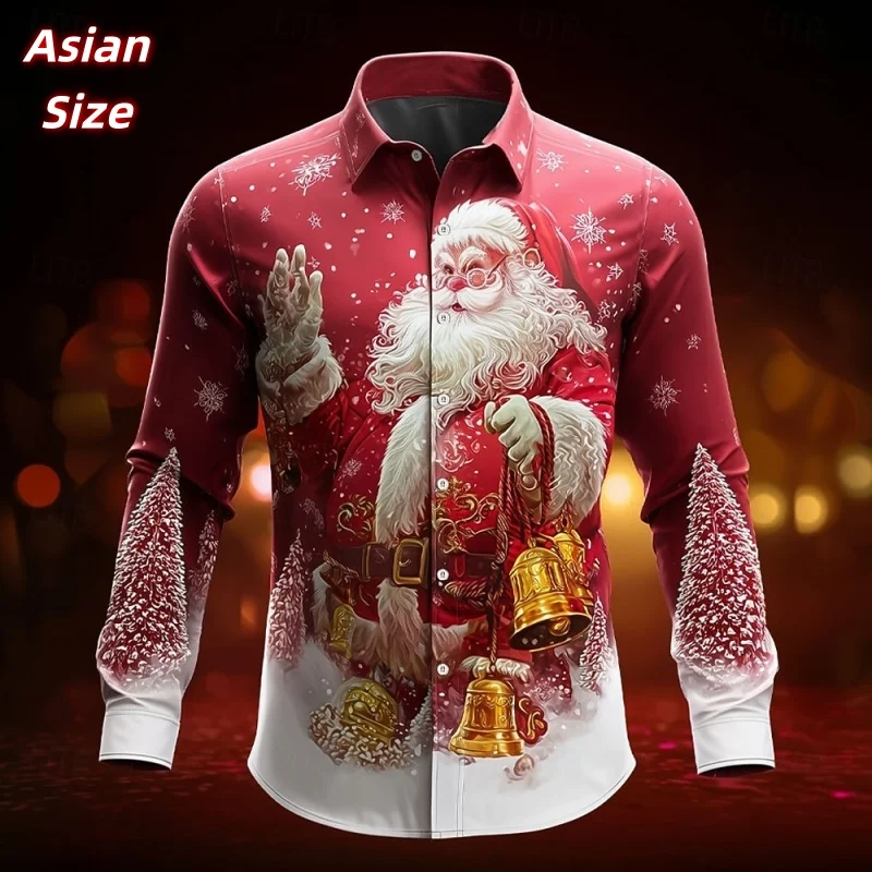 

Гавайские рубашки с рисунком Санта-Клауса для мужчин и женщин, рождественские рубашки с 3D принтом оленей и алоха, повседневные топы, свободная блузка с длинным рукавом
