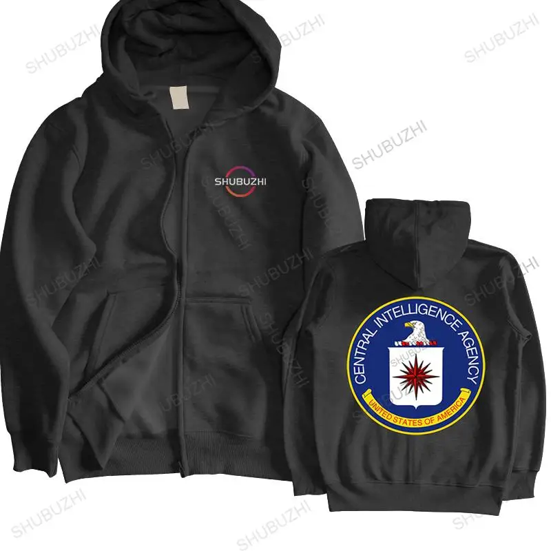 fashion cotton hoodie men sweatshirt zipper coat hot sale Central Intelligence Agency Cia Seal Funny printing hooded jacket Top