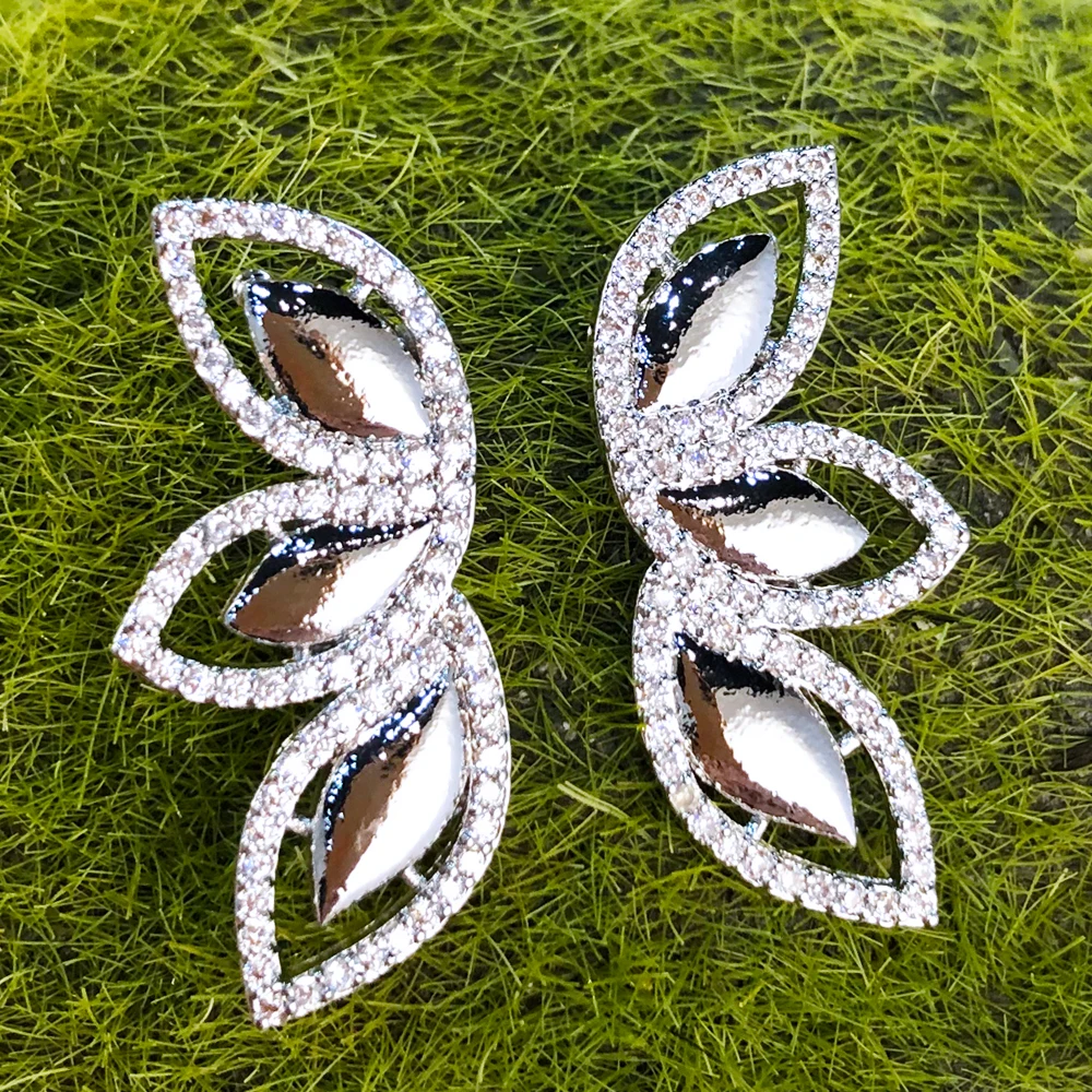 Kellybola New Luxury Cute Wing Earrings For Women Wedding Cubic Zircon Crystal CZ Bridal Earring Fashion High Quality Jewelry