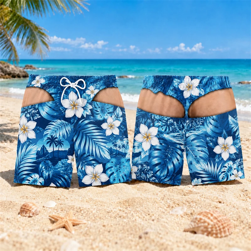 Personalized Funny Men Beach Trunks Gag Gift For Him Friend Big Booty Beach Short Summer Swim Trunks Fake Underwear Beach Shorts