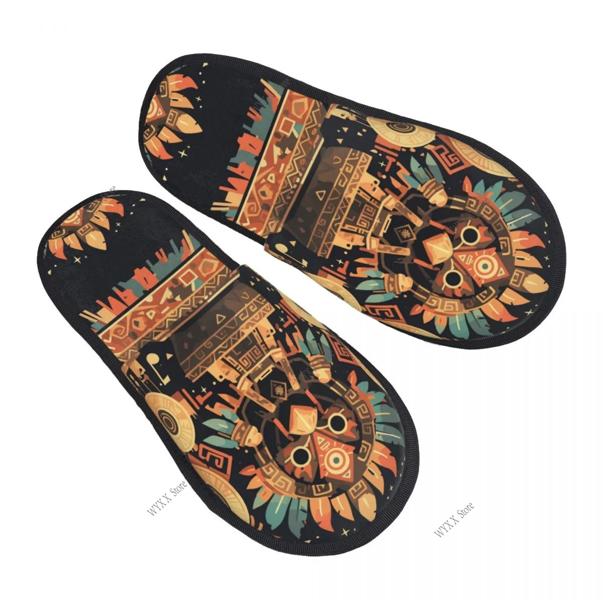 

Ацтекские этнические домашние тапочки, зимние теплые плюшевые тапочки на зиму, мягкие