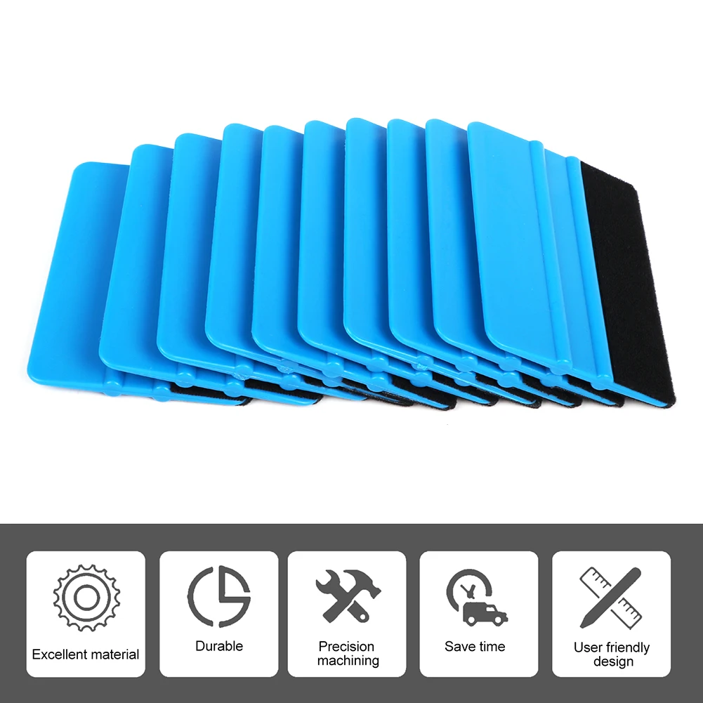 

Car Blue Vinyl Carbon Fiber Window Ice Remover Cleaning Wash Car Scraper With Felt Squeegee Tool Film Wrapping Scraper 1/10Pcs