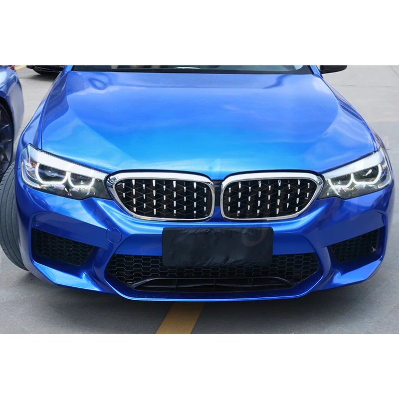 For BMW 5 Series G30 G31 G38 520i 530i 540i 2018 2019 2PCS Car Racing Grill Meteor Diamond Star Style Front Kidney Grille Bumper