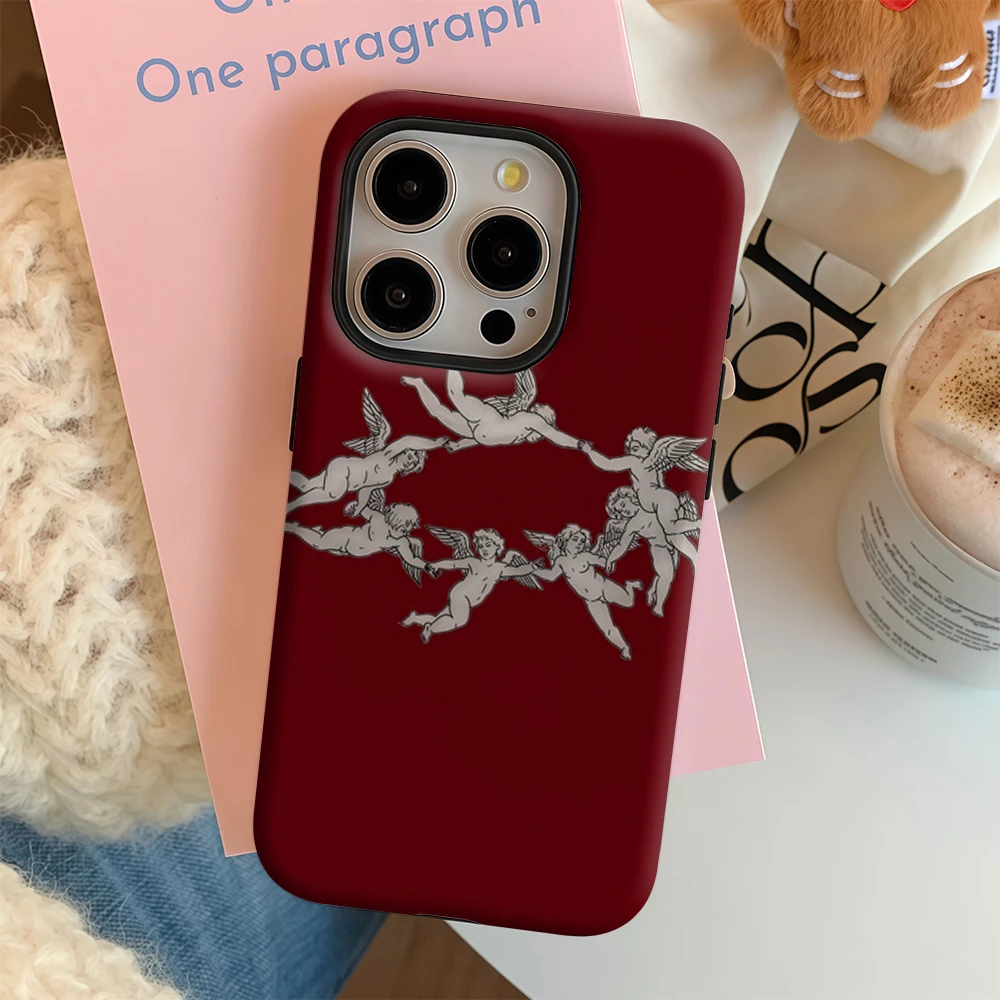 حافظة لهاتف آيفون 17 باللون الأحمر من الكروب يجب اقتناؤها لهاتف آيفون 17 16 15 14 13 12 11 Pro Max Plus غطاء خلفي مزدوج الطبقة