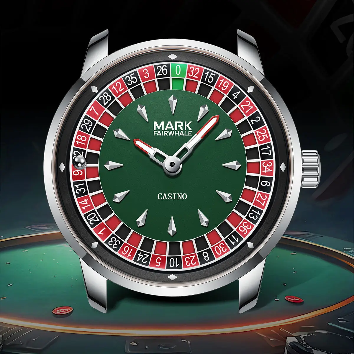 Mark Fairwhale Original Watch For Men Luxury Steel Rose Clock Man Fashion Casual Fun Roulette Design Quartz Wristwatch Hot Sale