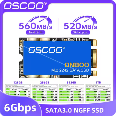 OSCOO 512GB Internal M.2 2242 SSD 6Gbp/s SATA3.0 M.2 2242mm Hard Drive SSD 3D Nand Flash Original Solid State Drive For Notebook