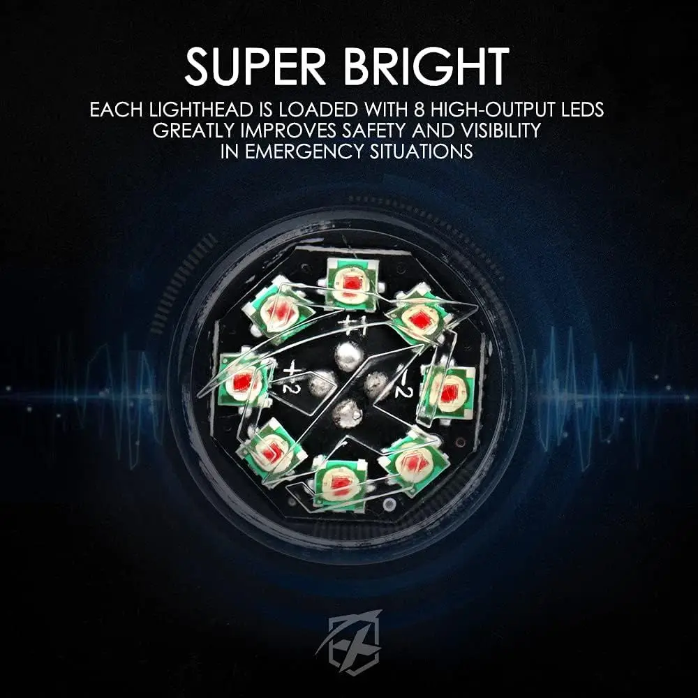 Strobe Light Kit with 14 Patterns, 4PCS White & Amber LED Grill Lights for Trucks, Surface Mount, Suitable for Work and Tow Vehi