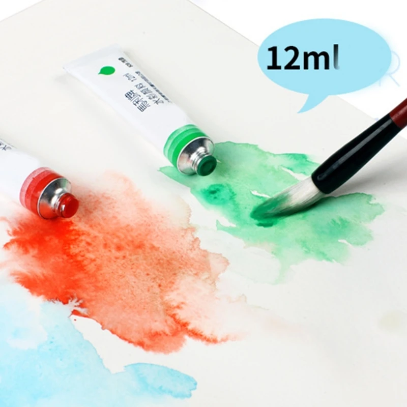 Professional สีน้ำชุดสำหรับศิลปินเริ่มต้นผู้ใหญ่เด็กนักเรียน 12 หลอด Rich Pigment สีน้ำหลอดชุด