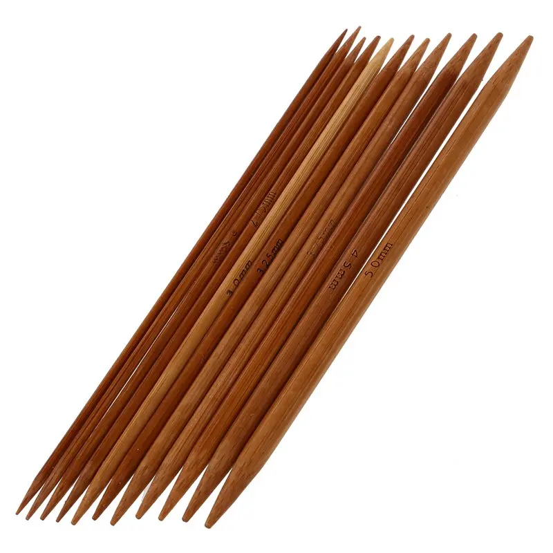 5 Sets of 11 Sizes 5\'\' (13cm) Double Pointed Carbonized Bamboo Knitting Kits Needles Set (2.0mm - 5.0mm)