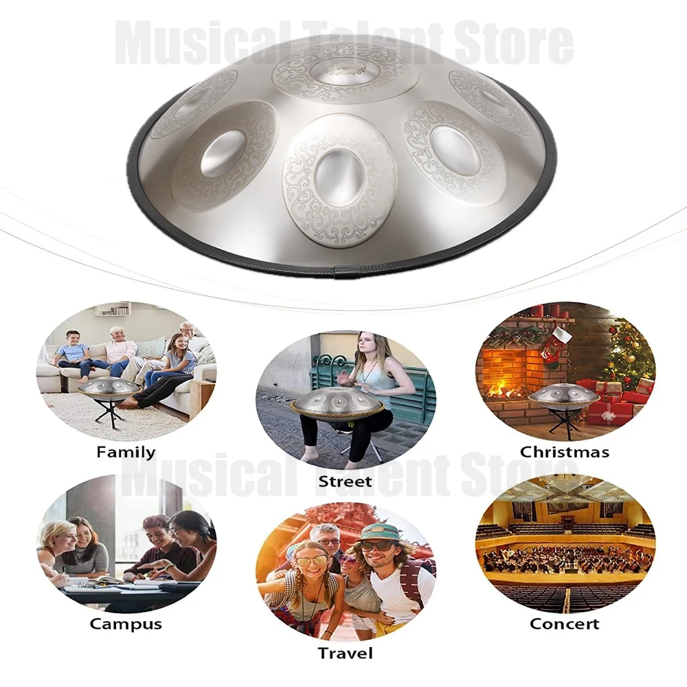 Stainless Steel Handpan for Yoga, Meditation Instrument, Beginner, Tambor Gift, 22in, 432Hz, 440Hz, 9, 10, 12 notes, New, 2024