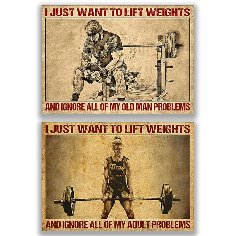 Powerlifter poster, I just want to lift weights, gym fitness, motivation, workout decorative canvas print poster