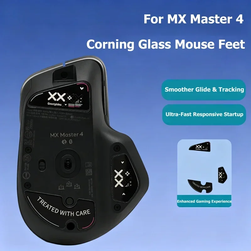 Tempered Glass Mouse Feet Skates for MX Master 4, 2.5D Curved Edge Replacement Glide Pads, for Stable Mouse Tracking