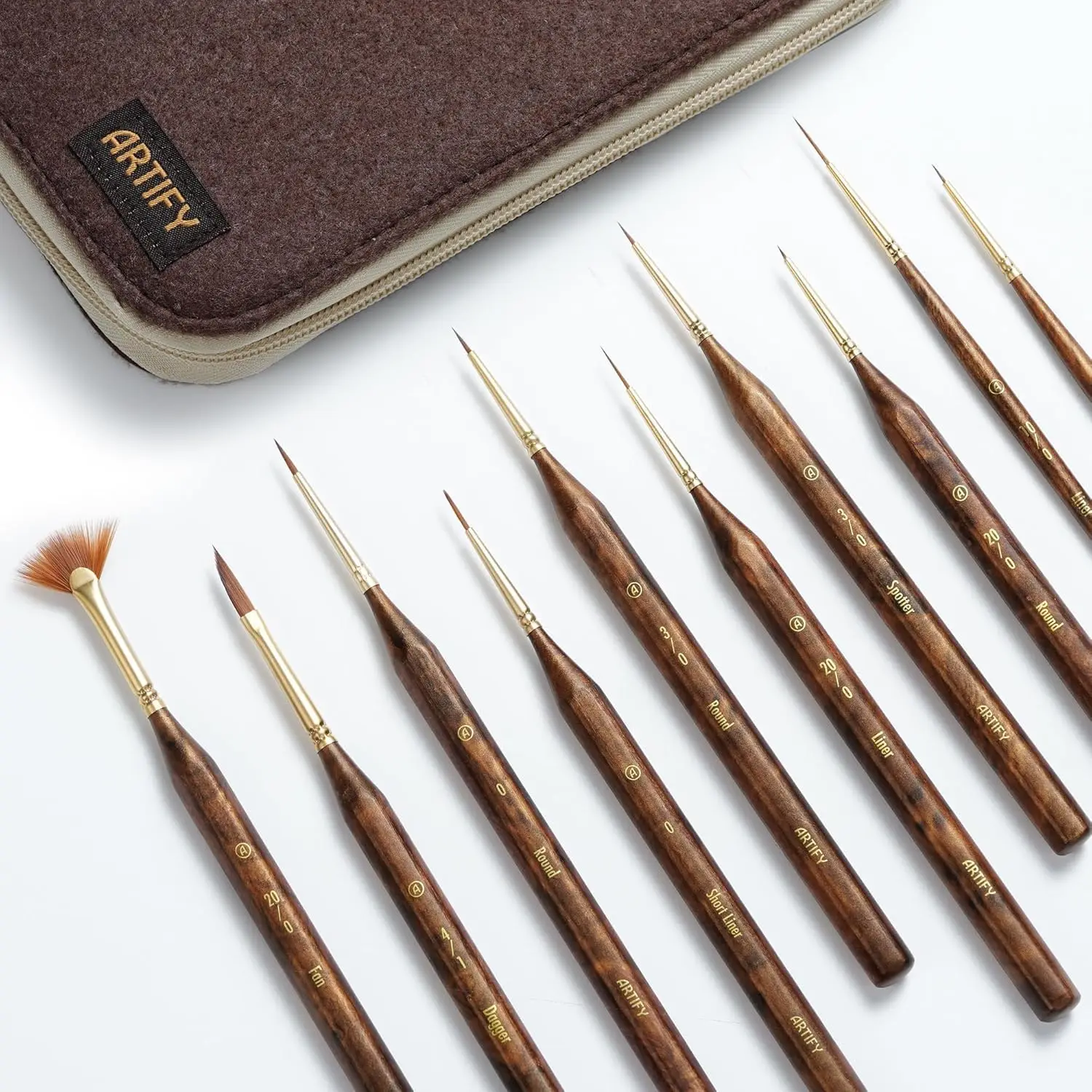 

Artify Extreme Detail Paint Brushes Set, 10pcs Multi-Shape Fine Detail Brushes with Portable Bag, Ultra Fine Brush Set for