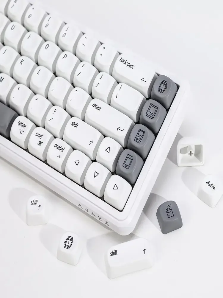 KBDiy Retro MAC-Style Tastenkappen KOA MOA Profil PBT ISO Einfache Tastenkappen Maßgefertigt für MX-Schalter 60% Gaming Mechanische Tastatur Tastenkappen