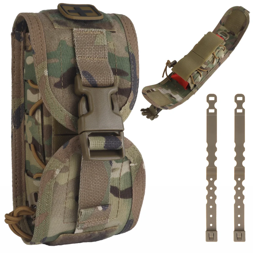 Wosport Compact Medical Pouch V2 Cordura Quick Pull Insert MOLLE Belt Mount Elastic Storage for Airsoft Outdoor Training