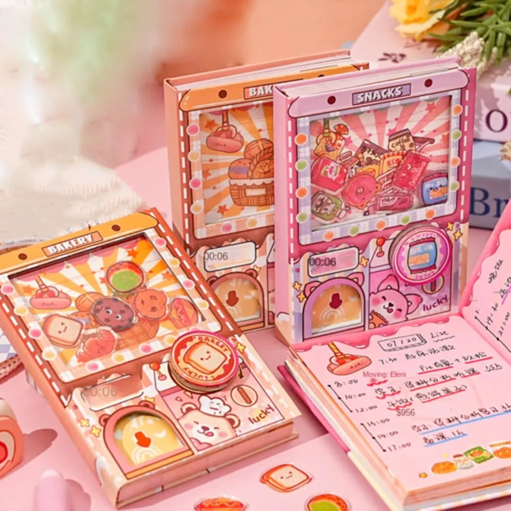 

Portable Color Inner Page Gashapon Mahines Notebook Shaking Cute Bread Notebook Diary Cartoon Snacks Notepad Girls