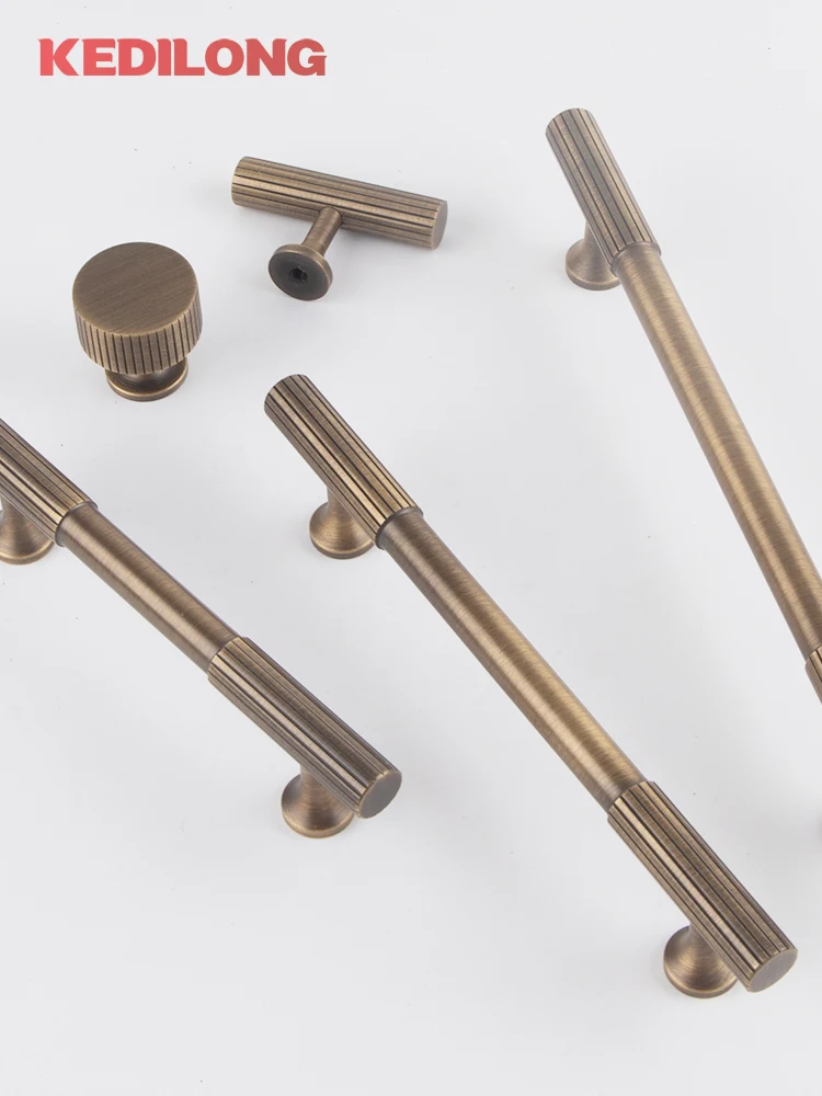 

KEDLO Antique Bronze Solid Brass Handles Knitted Ribbed Bedroom Wardrobes Kitchen Cabinet Long Pulls T-bar Drawers Knobs