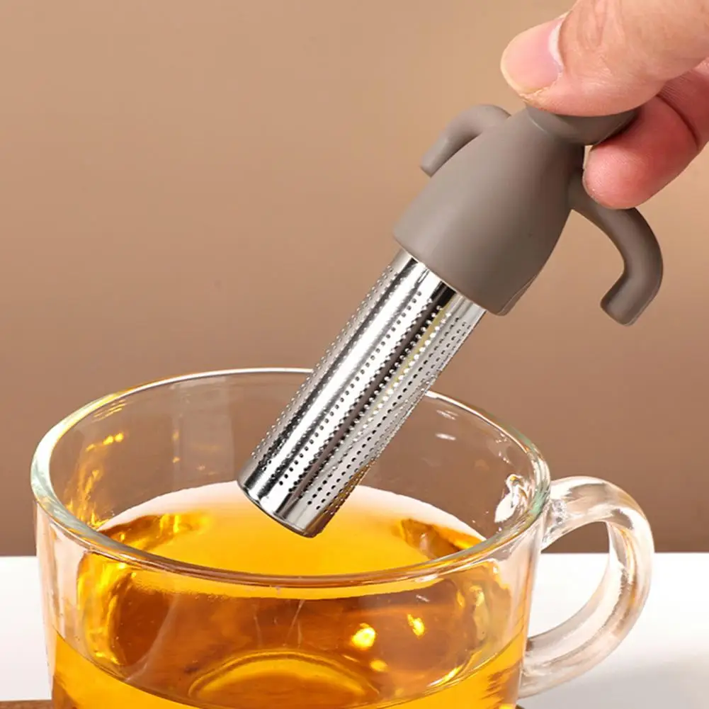 Anti-oxidation Tea Filter Tea Strainer Figure-shaped Silicone Tea Infuser Flexible Heat-resistant Loose Leaf Strainer Stainless