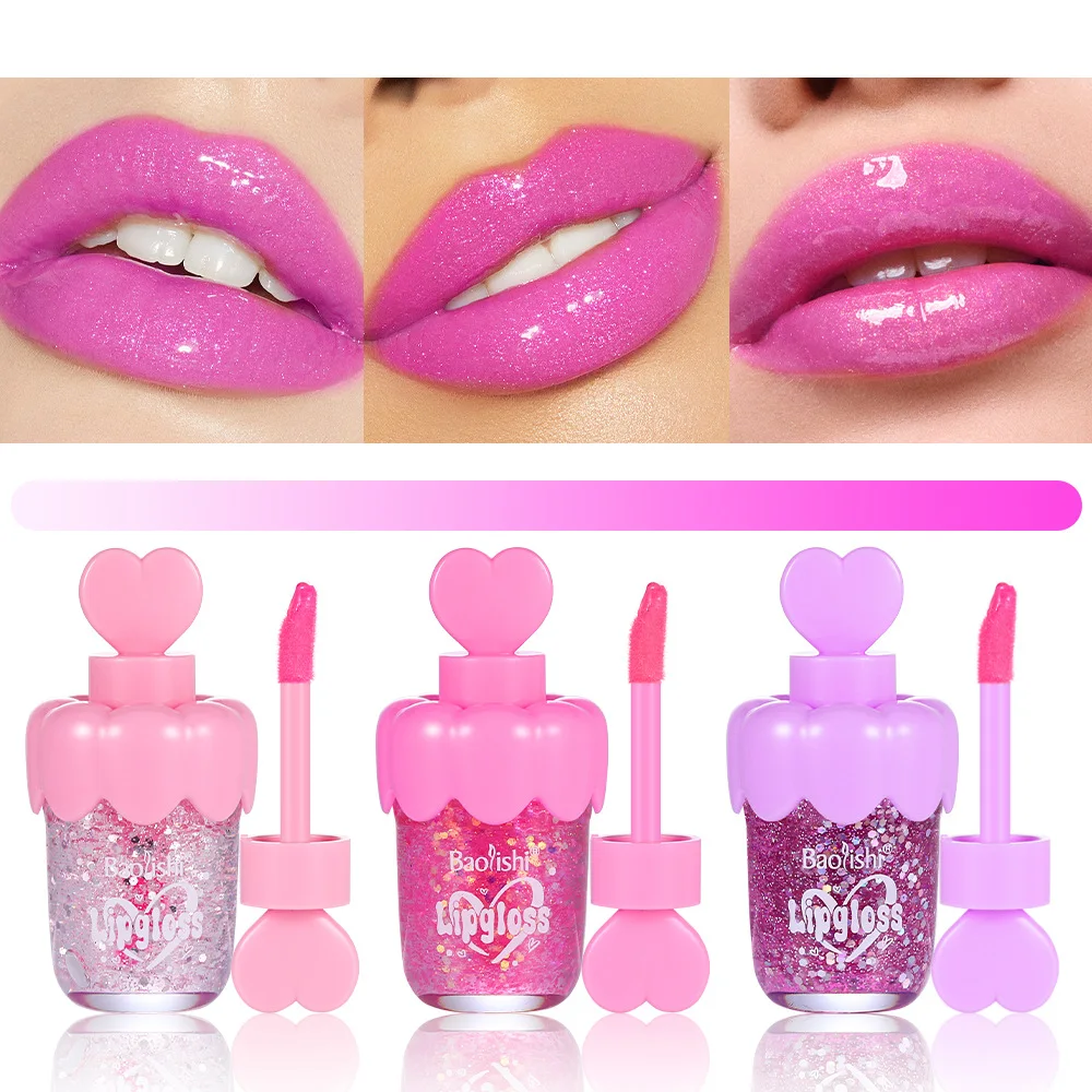 カラーチェンジグリッターリキッドリップスティックミラー保湿スパークルリップグロスメイクアップ透明ウォーターリップグレイズメイクアップコスメティクス