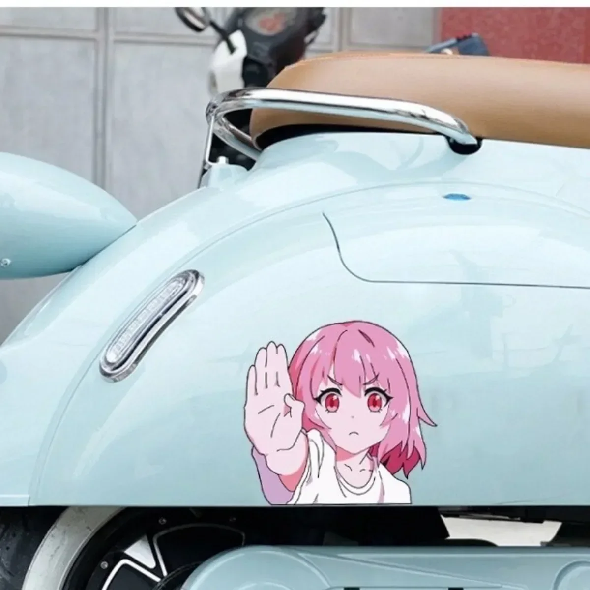 JDM Cartoon Pink Girl Reflective Motorcycle Scooter Car Stickers Decals Decoration Rear Windshield Body Window For Honda Toyota