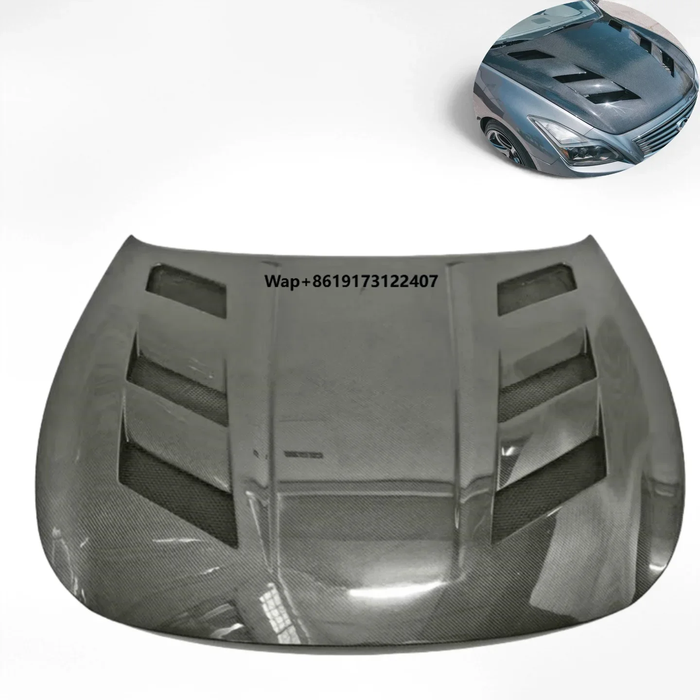 

For G37 Coupe/Sedan Vented Carbon Fiber Hood OEM Replacement with Bolts Customized & Upgraded New Condition Customized