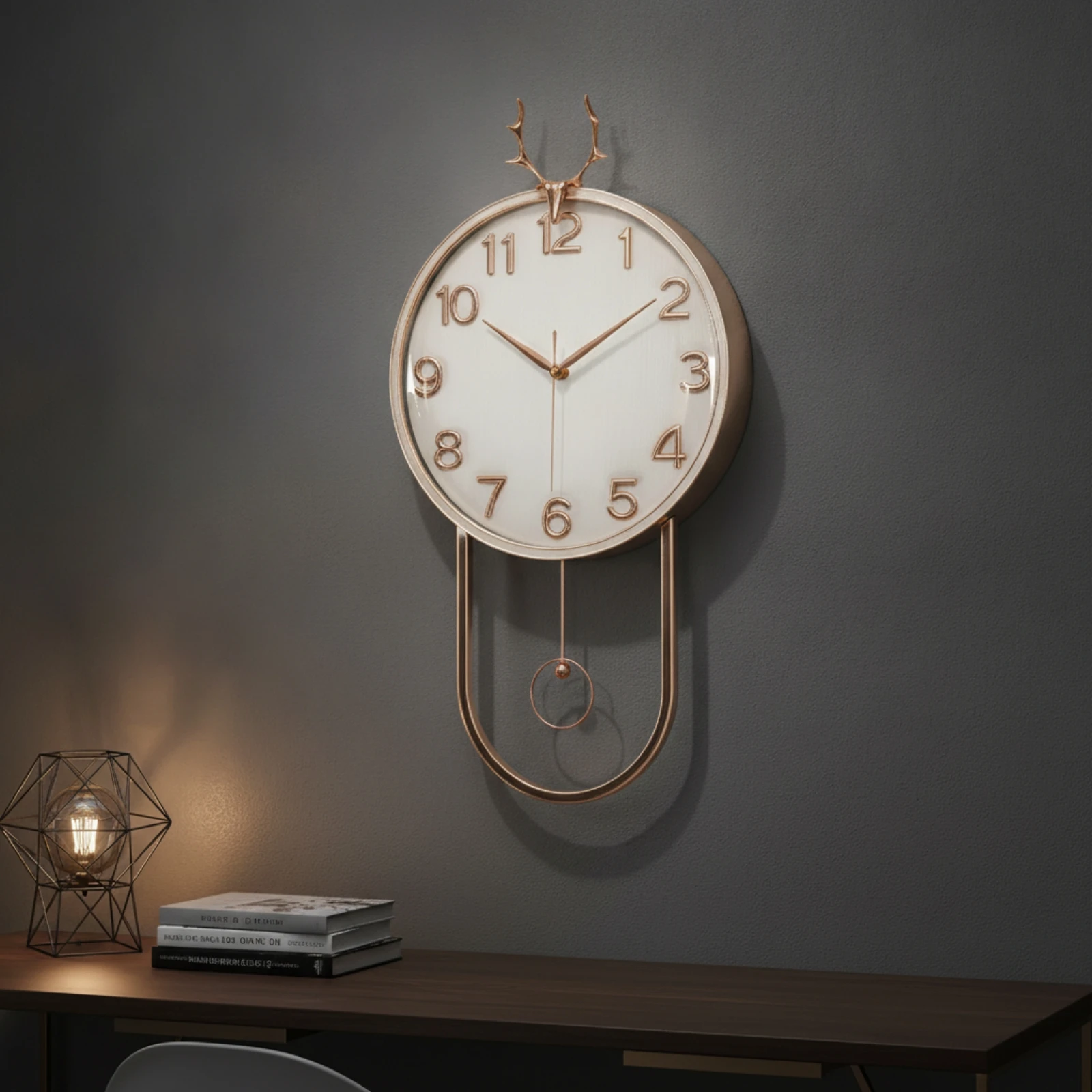 Wall Clock with Pendulum 3D Numerals Wall Clock with Digital Display Modern Minimalist for Living Room, Entryway - view 3