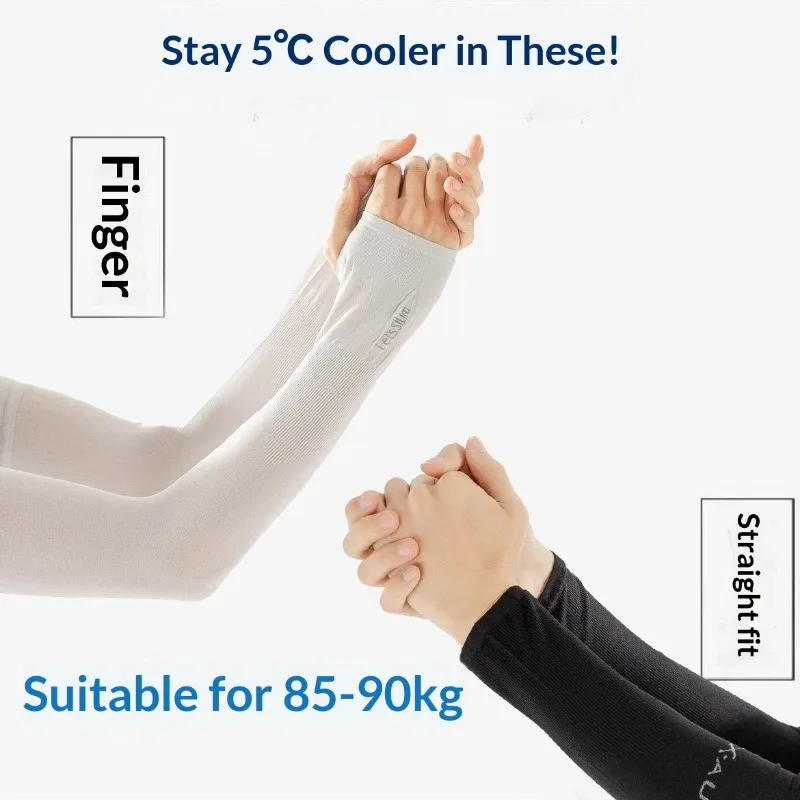 Anti-UV Cooling Arm Sleeves for Men and Women, Summer Sport Cycling Driving Sun Protective Elastic Fingerless Covers