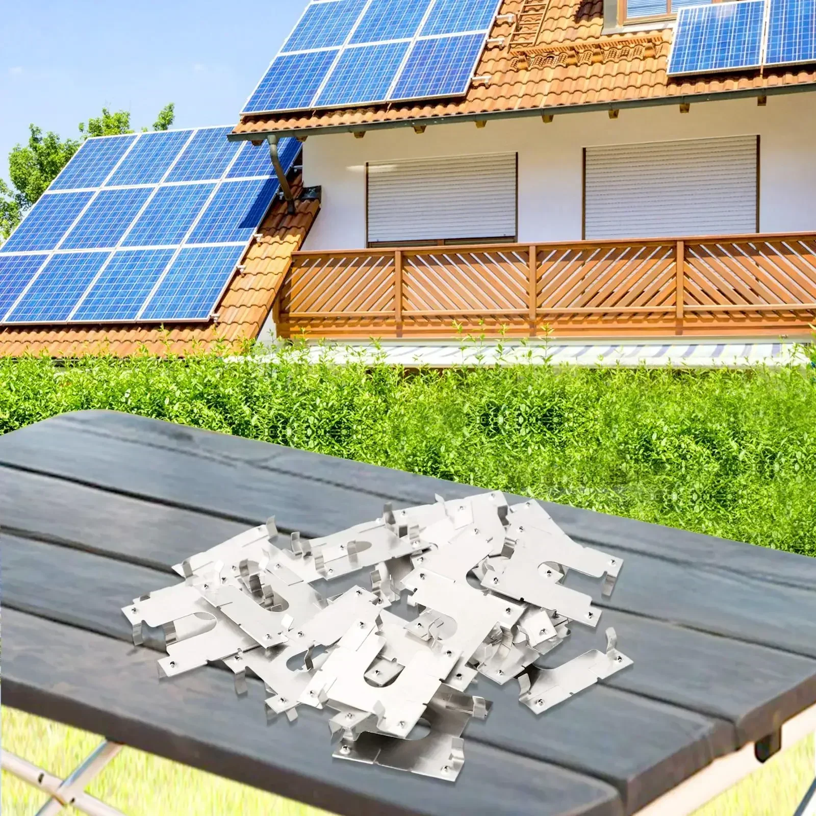 20X Solar Panels Guide Rail Earth Plate Grounding Clip PV Roof Fitting Conductive Plate Photovoltaic Bracket Solar Power Parts