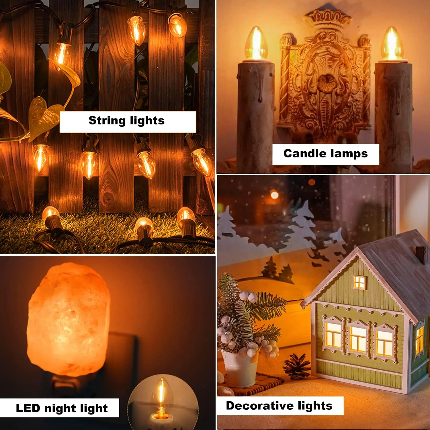 Candle Lamp C7 Led Bulb E14 220V C22 E12 110V Warm White 2W 1W Pendant Chandelier Indoor Outdoor Street gGarland Christmas Light